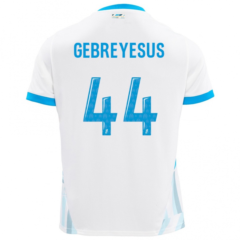 Kandiny Heren Esey Gebreyesus #44 Wit Hemelsblauw Thuisshirt Thuistenue 2024/25 T-Shirt