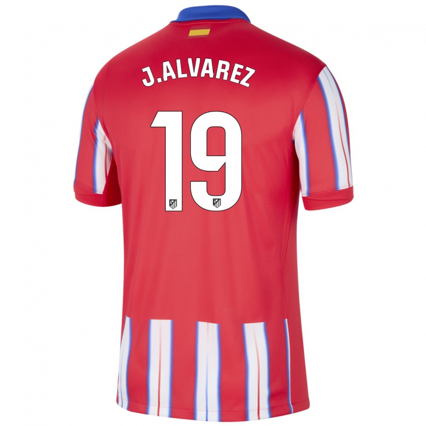 Kandiny Uomo Maglia Julián Alvarez #19 Rosso Bianco Blu Kit Gara Home 2024/25 Maglietta