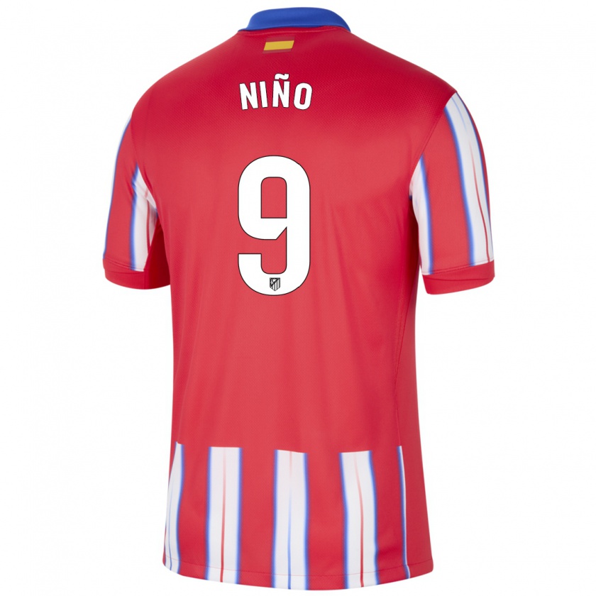 Kandiny Heren Adrián Niño #9 Rood Wit Blauw Thuisshirt Thuistenue 2024/25 T-Shirt