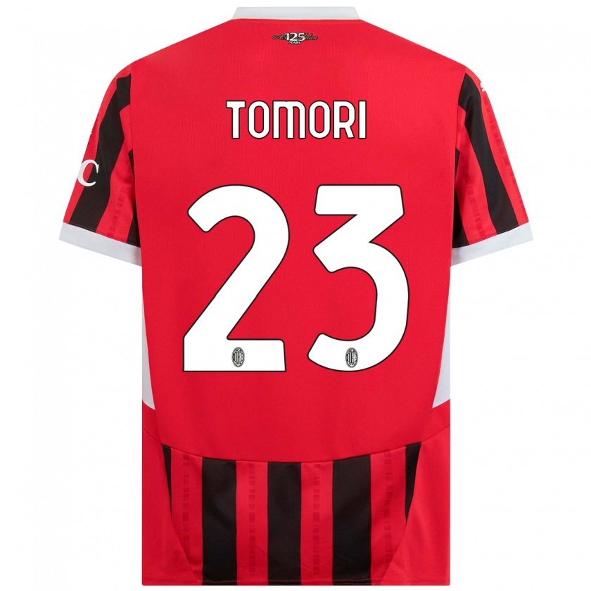 Kandiny Heren Fikayo Tomori #23 Rood Zwart Thuisshirt Thuistenue 2024/25 T-Shirt