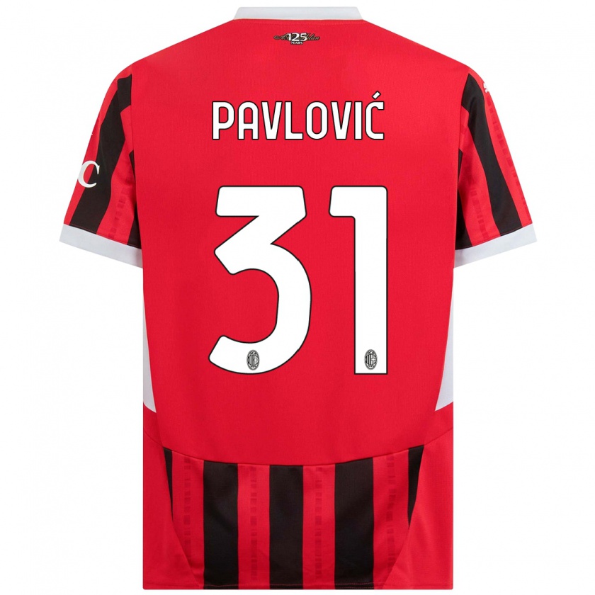 Kandiny Heren Strahinja Pavlović #31 Rood Zwart Thuisshirt Thuistenue 2024/25 T-Shirt