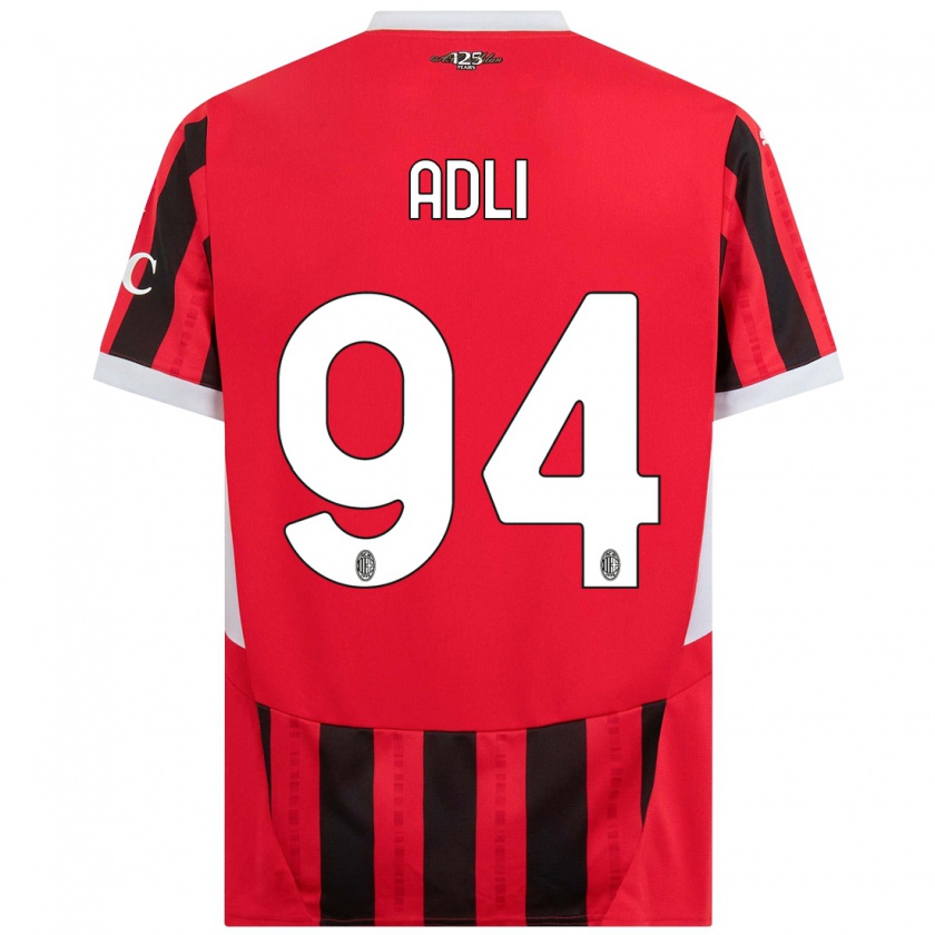 Kandiny Heren Yacine Adli #94 Rood Zwart Thuisshirt Thuistenue 2024/25 T-Shirt