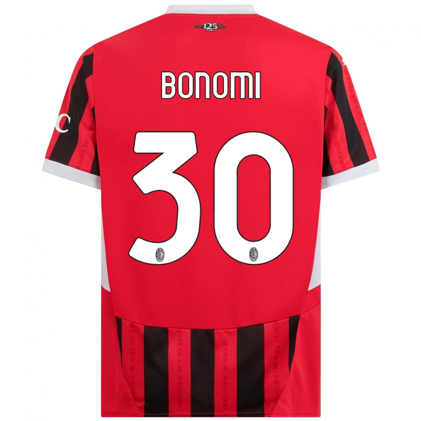 Kandiny Heren Alessandro Bonomi #30 Rood Zwart Thuisshirt Thuistenue 2024/25 T-Shirt