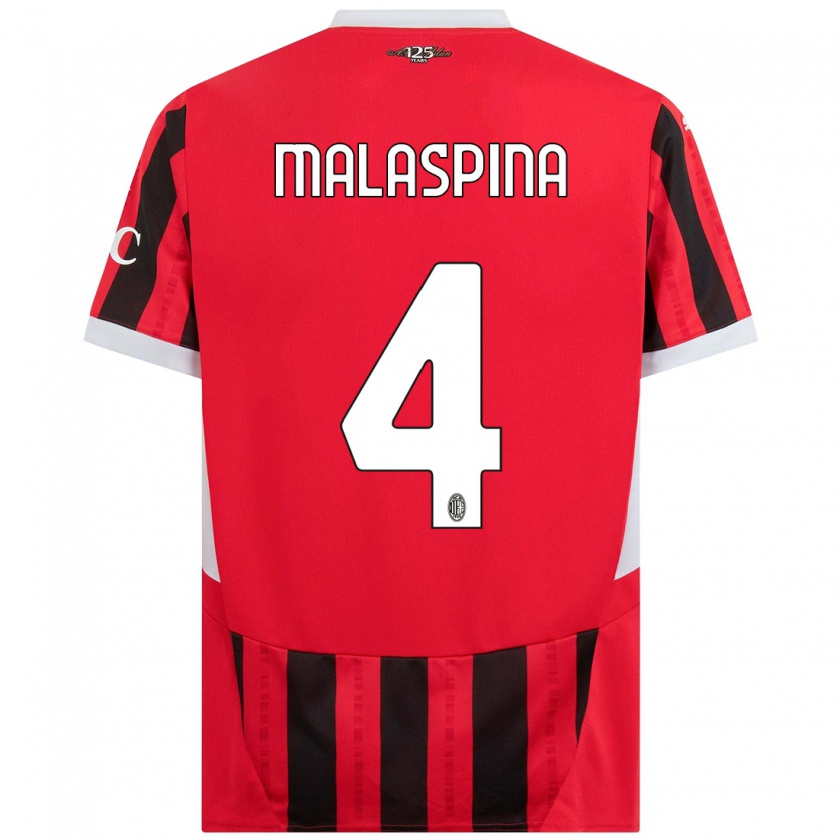 Kandiny Uomo Maglia Mattia Malaspina #4 Rosso Nero Kit Gara Home 2024/25 Maglietta