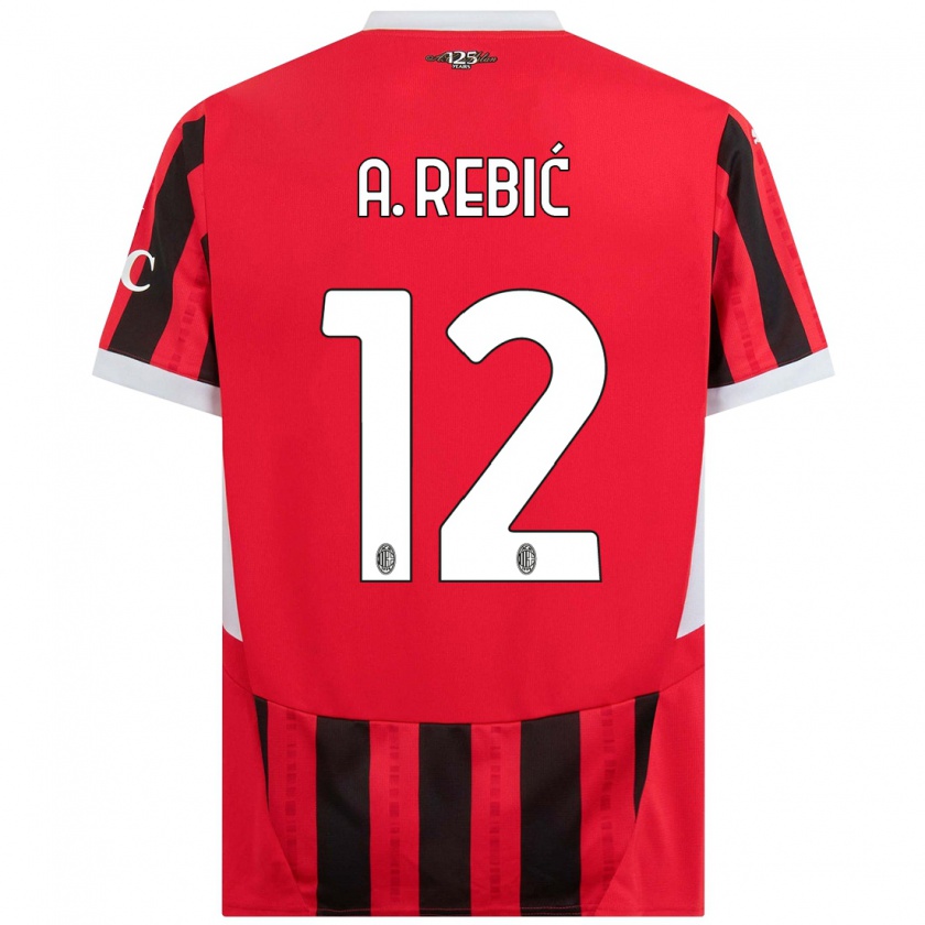 Kandiny Heren Ante Rebic #12 Rood Zwart Thuisshirt Thuistenue 2024/25 T-Shirt