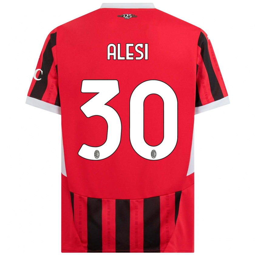 Kandiny Uomo Maglia Gabriele Alesi #30 Rosso Nero Kit Gara Home 2024/25 Maglietta