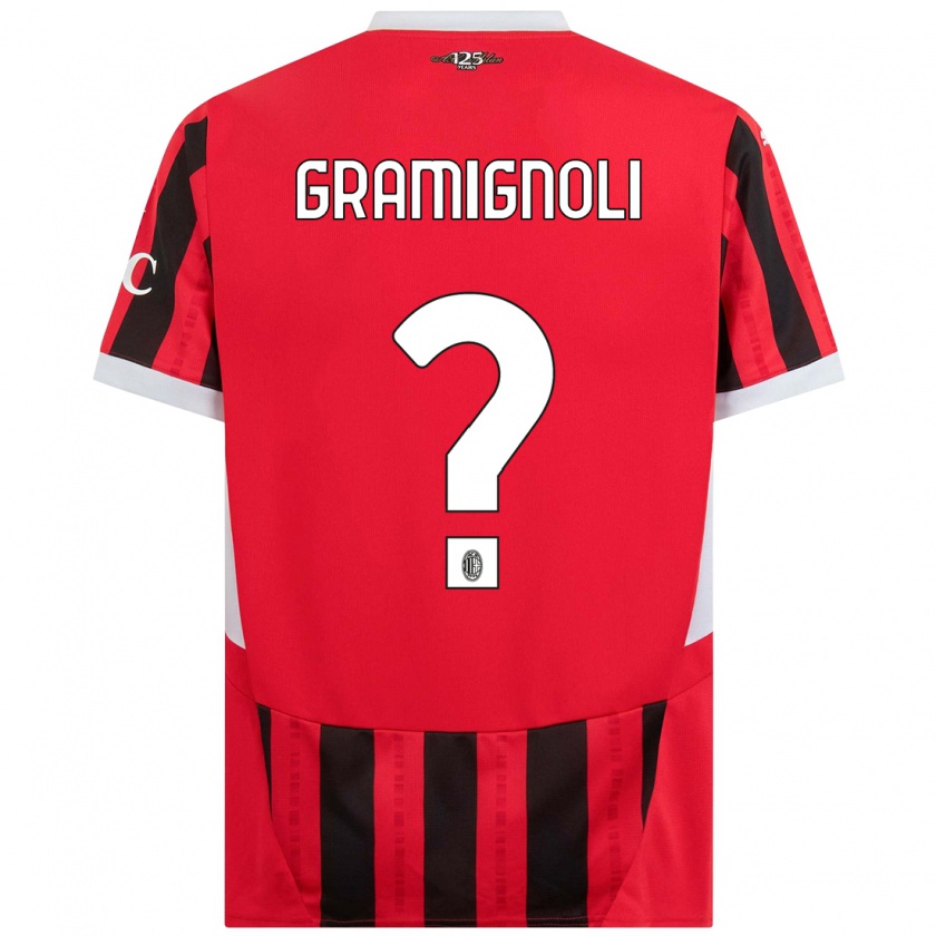 Kandiny Uomo Maglia Luca Gramignoli #0 Rosso Nero Kit Gara Home 2024/25 Maglietta