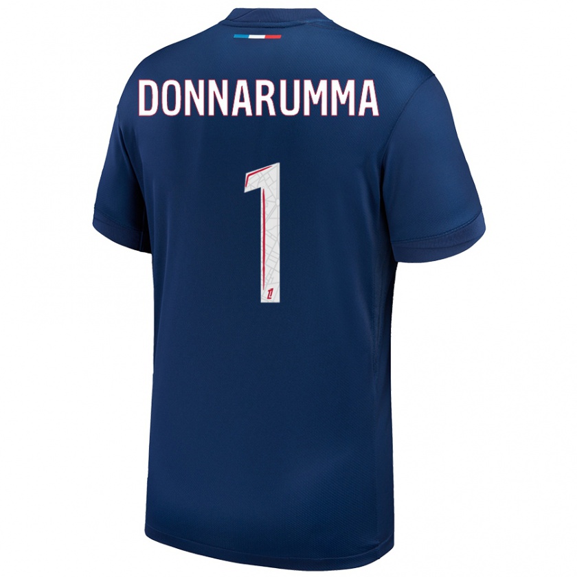 Kandiny Uomo Maglia Gianluigi Donnarumma #1 Blu Navy Bianco Kit Gara Home 2024/25 Maglietta