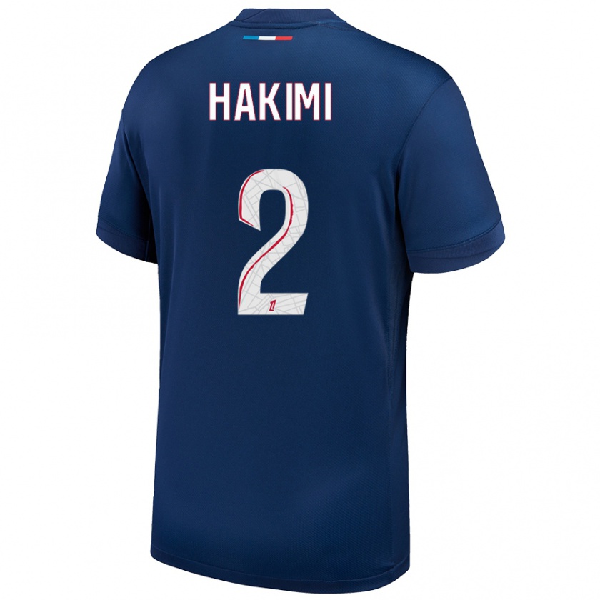 Kandiny Heren Achraf Hakimi #2 Marineblauw Wit Thuisshirt Thuistenue 2024/25 T-Shirt