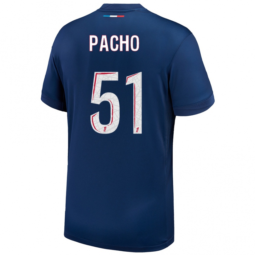 Kandiny Uomo Maglia Willian Pacho #51 Blu Navy Bianco Kit Gara Home 2024/25 Maglietta