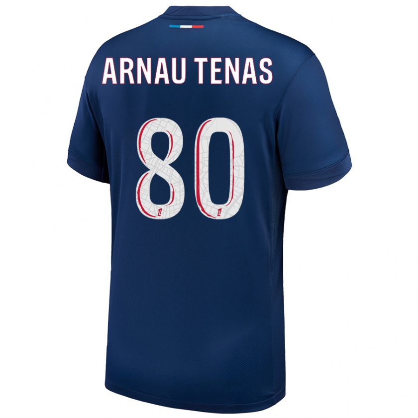 Kandiny Uomo Maglia Arnau Tenas #80 Blu Navy Bianco Kit Gara Home 2024/25 Maglietta