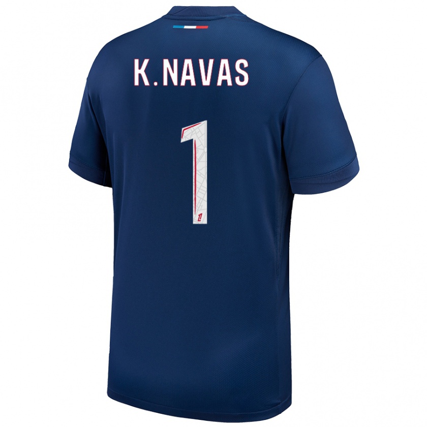 Kandiny Uomo Maglia Keylor Navas #1 Blu Navy Bianco Kit Gara Home 2024/25 Maglietta