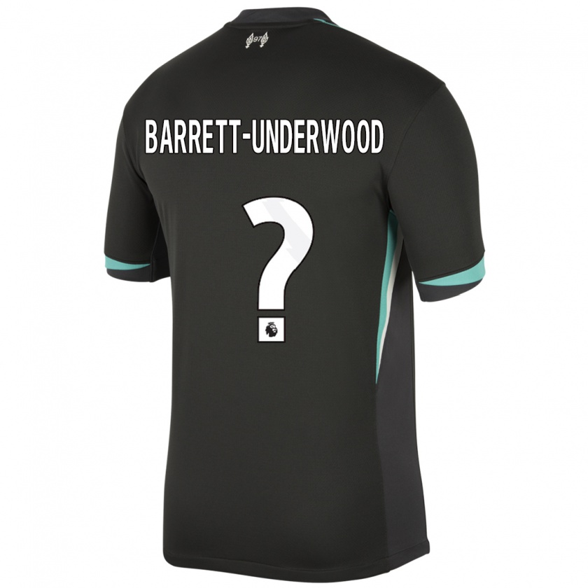 KandinyメンズKeehan Barrett-Underwood#0ブラック アンスラサイト ホワイトアウェイシャツ2024/25ジャージーユニフォーム