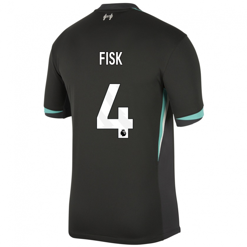 Kandiny Uomo Maglia Grace Fisk #4 Nero Antracite Bianco Kit Gara Away 2024/25 Maglietta