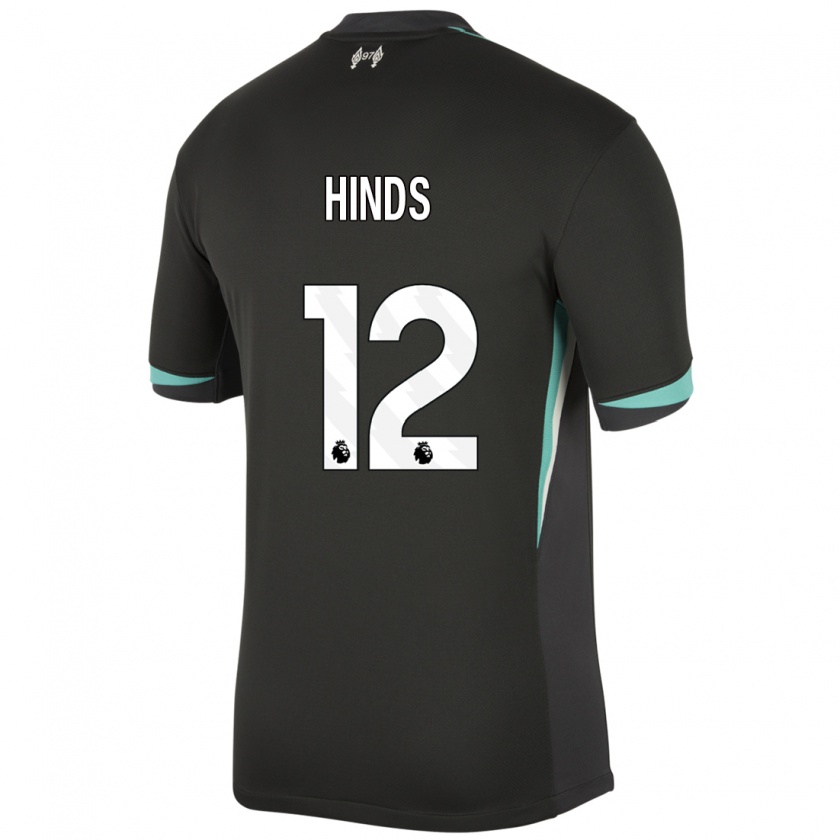 Kandiny Uomo Maglia Taylor Hinds #12 Nero Antracite Bianco Kit Gara Away 2024/25 Maglietta