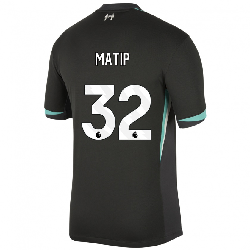 Kandiny Uomo Maglia Joel Matip #32 Nero Antracite Bianco Kit Gara Away 2024/25 Maglietta