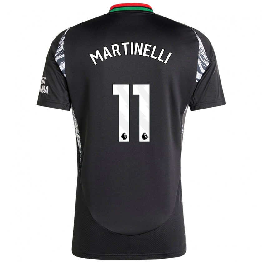 Kandiny Heren Gabriel Martinelli #11 Zwart Uitshirt Uittenue 2024/25 T-Shirt