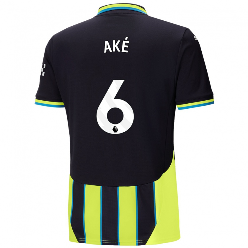 Kandiny Hombre Camiseta Nathan Aké #6 Azul Amarillo 2ª Equipación 2024/25 La Camisa