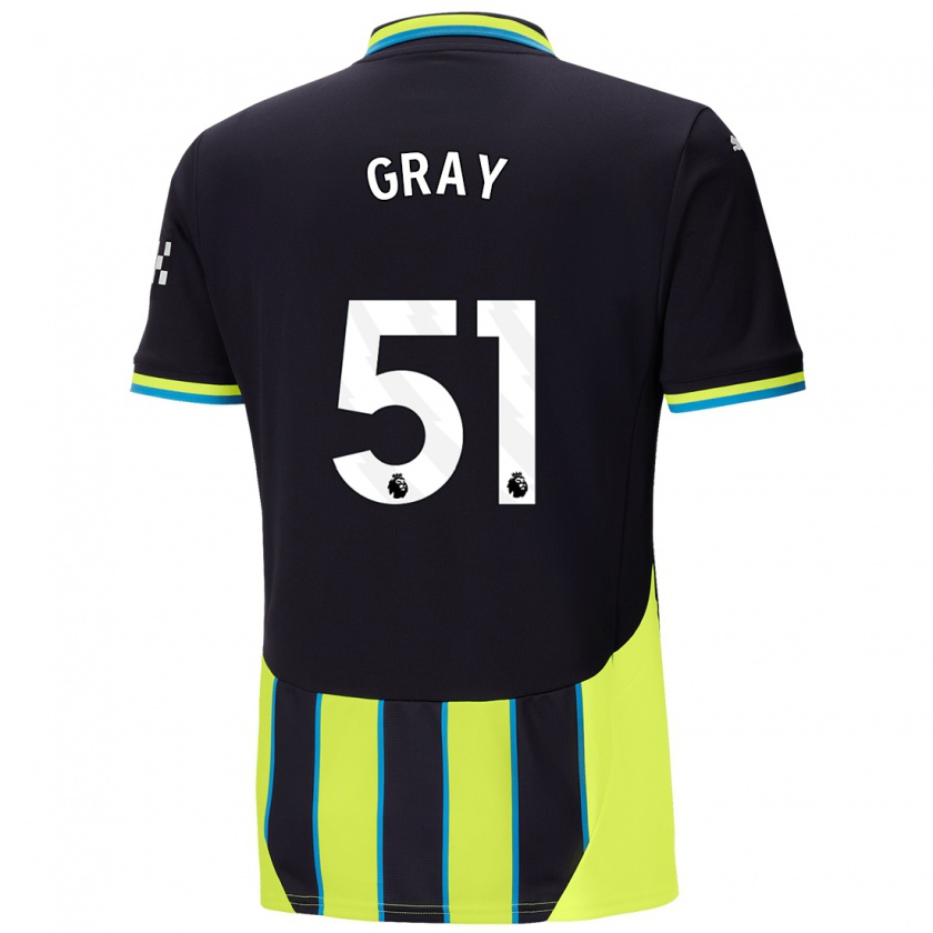 Kandiny Heren Charlie Gray #51 Blauw Geel Uitshirt Uittenue 2024/25 T-Shirt