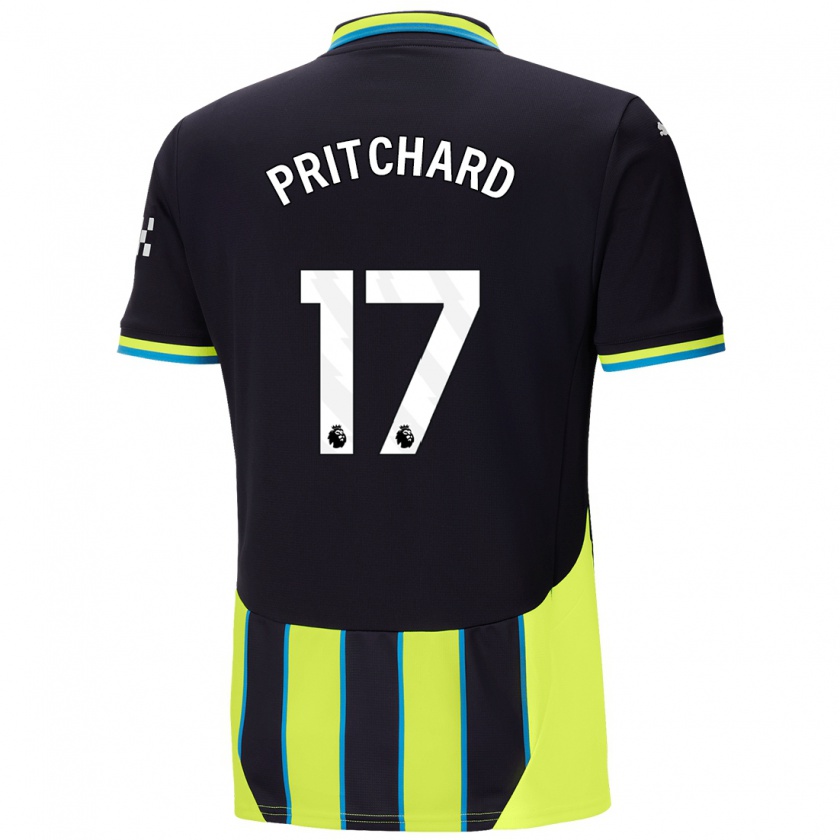 Kandiny Uomo Maglia Poppy Pritchard #17 Blu Giallo Kit Gara Away 2024/25 Maglietta