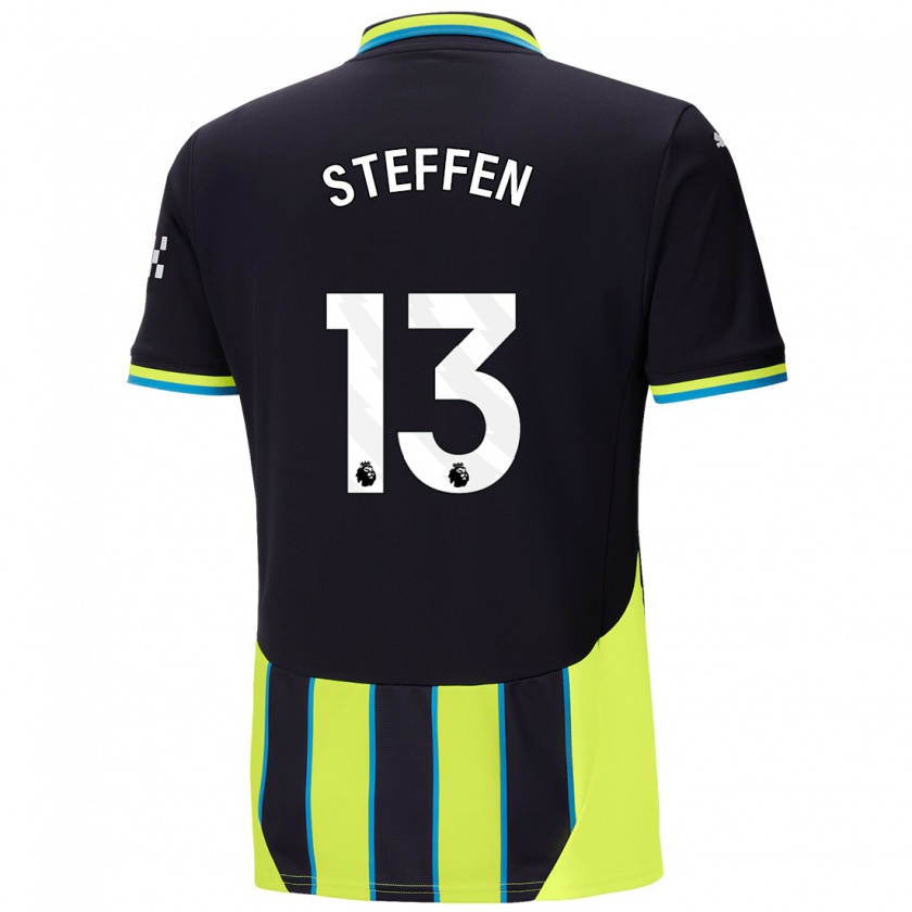 Kandiny Heren Zack Steffen #13 Blauw Geel Uitshirt Uittenue 2024/25 T-Shirt België