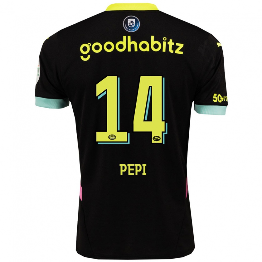 Kandiny Heren Ricardo Pepi #14 Zwart Geel Uitshirt Uittenue 2024/25 T-Shirt