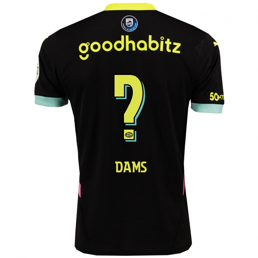 Kandiny Heren Matteo Dams #0 Zwart Geel Uitshirt Uittenue 2024/25 T-Shirt