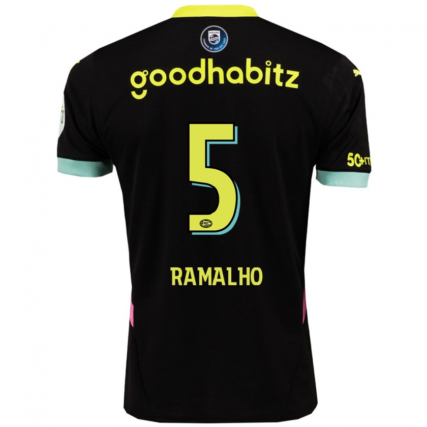 Kandiny Heren André Ramalho #5 Zwart Geel Uitshirt Uittenue 2024/25 T-Shirt