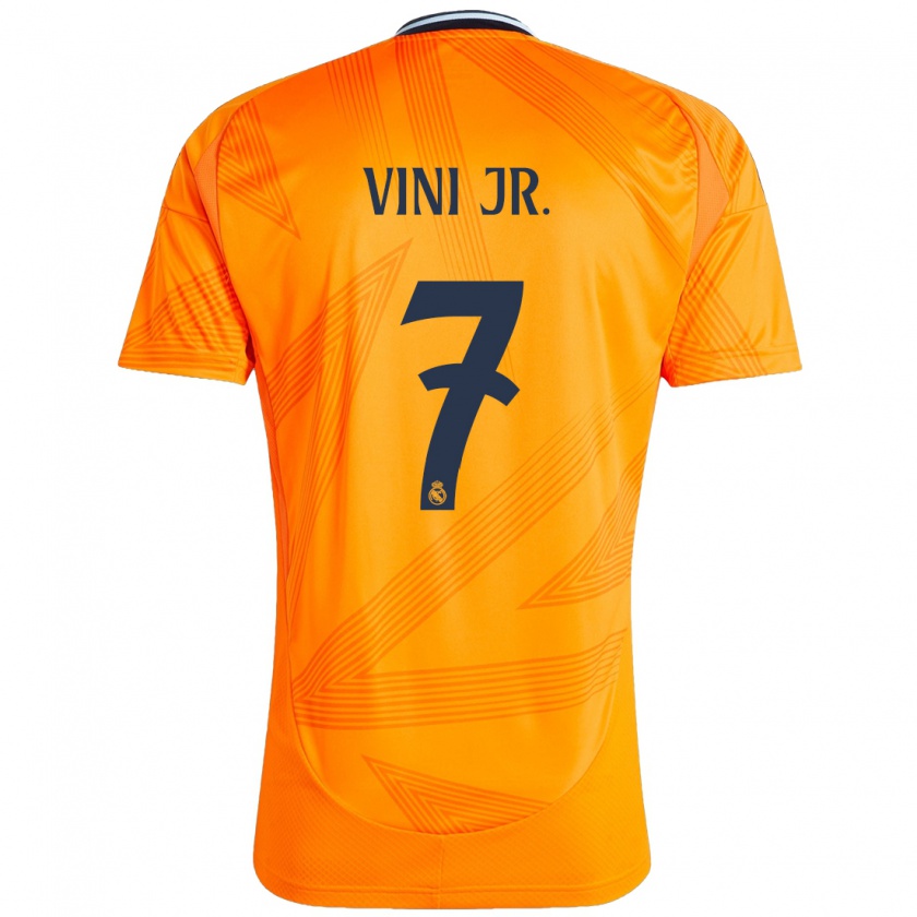 Kandiny Uomo Maglia Vinicius Junior #7 Arancione Kit Gara Away 2024/25 Maglietta