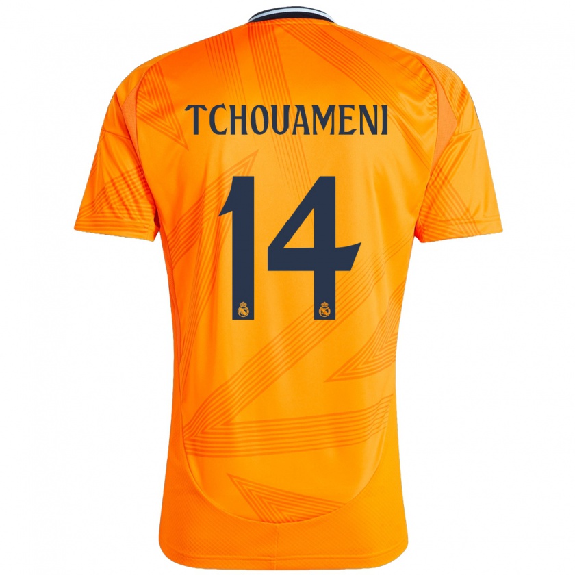 Kandiny Uomo Maglia Aurélien Tchouaméni #14 Arancione Kit Gara Away 2024/25 Maglietta