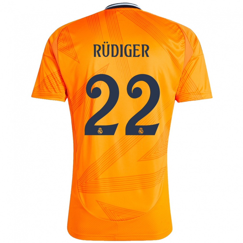 Kandiny Uomo Maglia Antonio Rüdiger #22 Arancione Kit Gara Away 2024/25 Maglietta