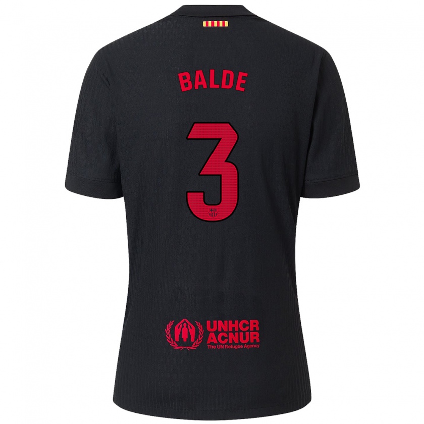 Kandiny Hombre Camiseta Alejandro Balde #3 Negro Rojo 2ª Equipación 2024/25 La Camisa