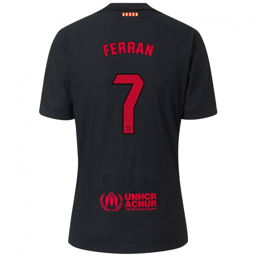 Kandiny Uomo Maglia Ferran Torres #7 Nero Rosso Kit Gara Away 2024/25 Maglietta