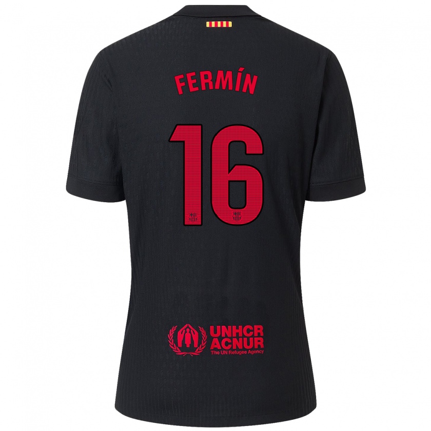 Kandiny Heren Fermín López #16 Zwart Rood Uitshirt Uittenue 2024/25 T-Shirt