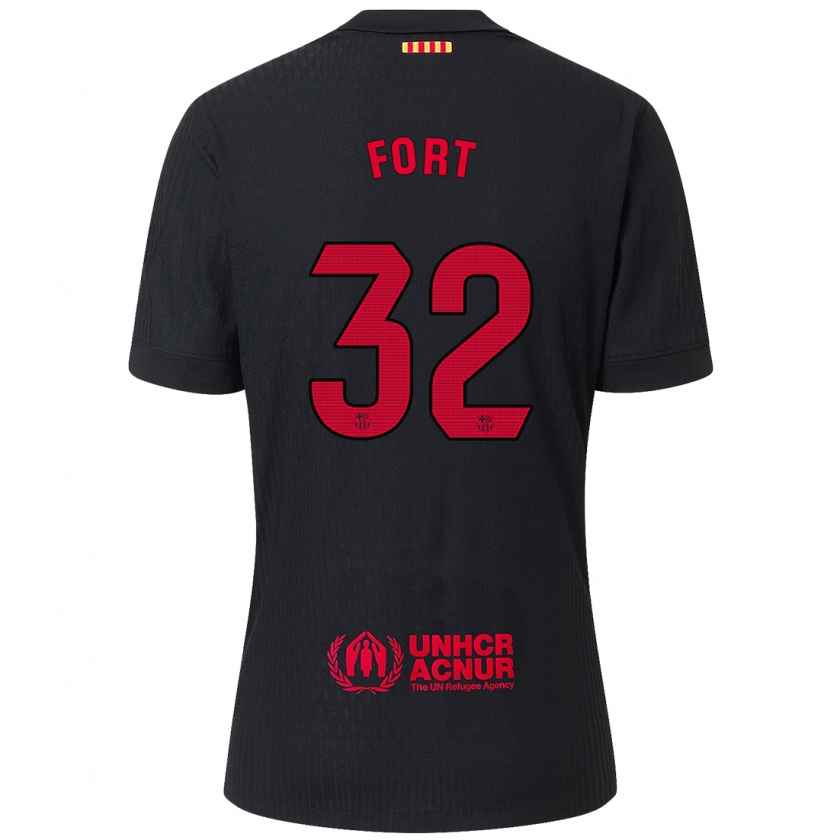 Kandiny Hombre Camiseta Héctor Fort #32 Negro Rojo 2ª Equipación 2024/25 La Camisa