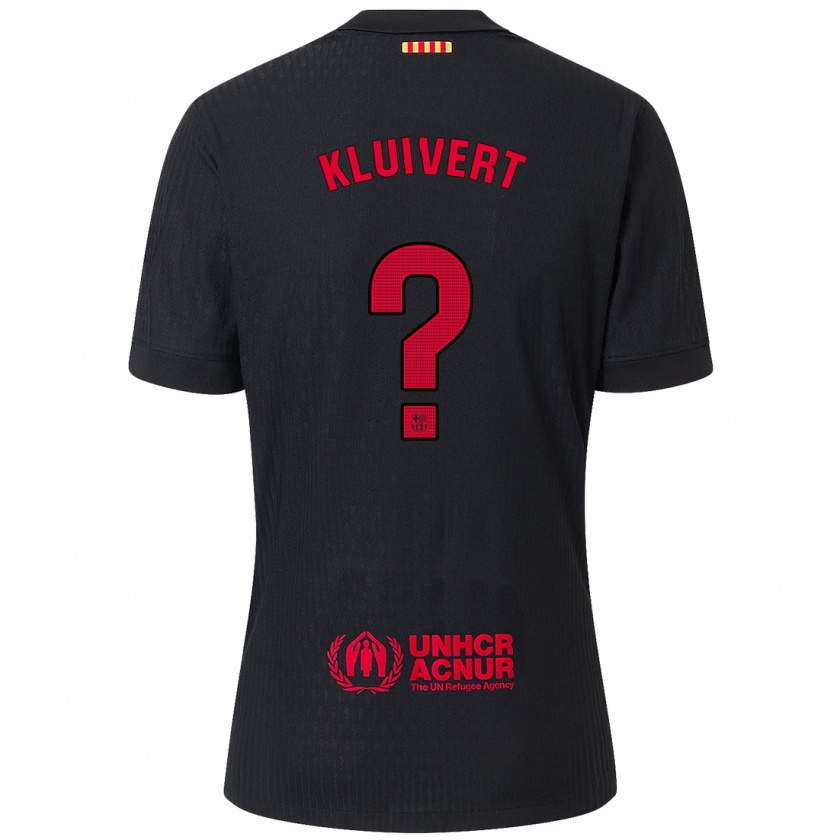 Kandiny Uomo Maglia Shane Kluivert #0 Nero Rosso Kit Gara Away 2024/25 Maglietta