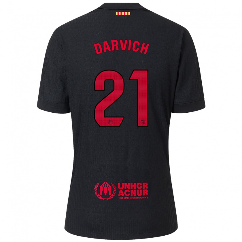 Kandiny Hombre Camiseta Noah Darvich #21 Negro Rojo 2ª Equipación 2024/25 La Camisa