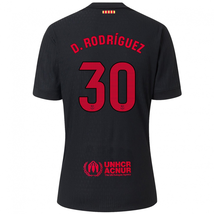 Kandiny Hombre Camiseta Dani Rodríguez #30 Negro Rojo 2ª Equipación 2024/25 La Camisa