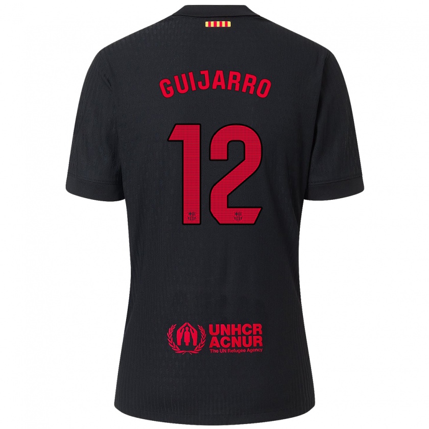 Kandiny Uomo Maglia Patricia Guijarro #12 Nero Rosso Kit Gara Away 2024/25 Maglietta