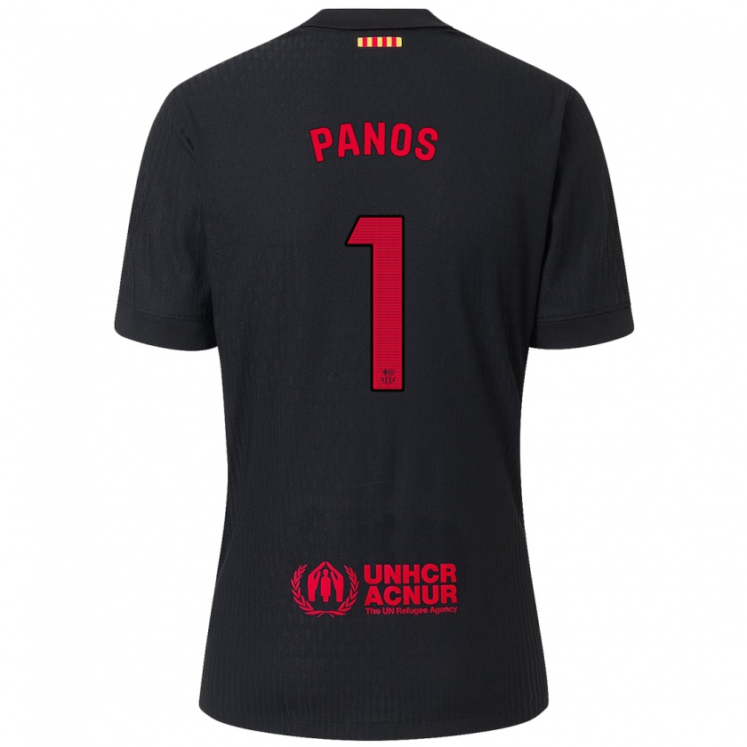 Kandiny Uomo Maglia Sandra Panos #1 Nero Rosso Kit Gara Away 2024/25 Maglietta