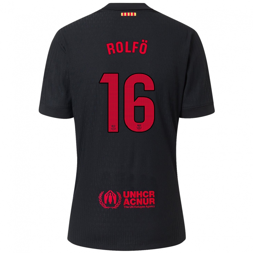 Kandiny Uomo Maglia Fridolina Rolfo #16 Nero Rosso Kit Gara Away 2024/25 Maglietta