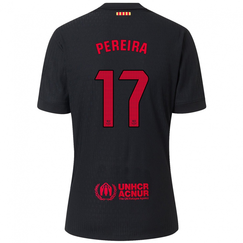 Kandiny Uomo Maglia Andrea Pereira #17 Nero Rosso Kit Gara Away 2024/25 Maglietta