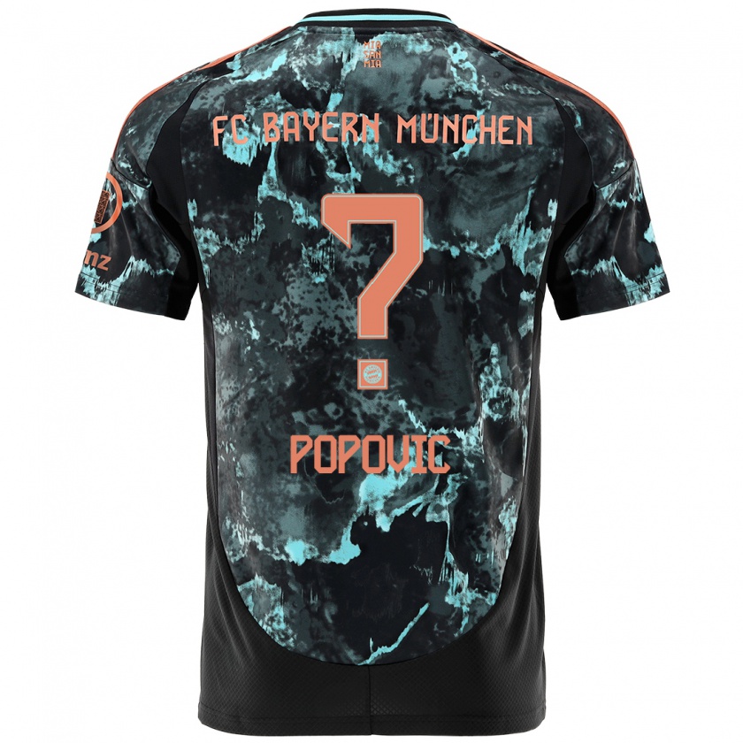 Kandiny Heren Marko Popovic #0 Zwart Uitshirt Uittenue 2024/25 T-Shirt