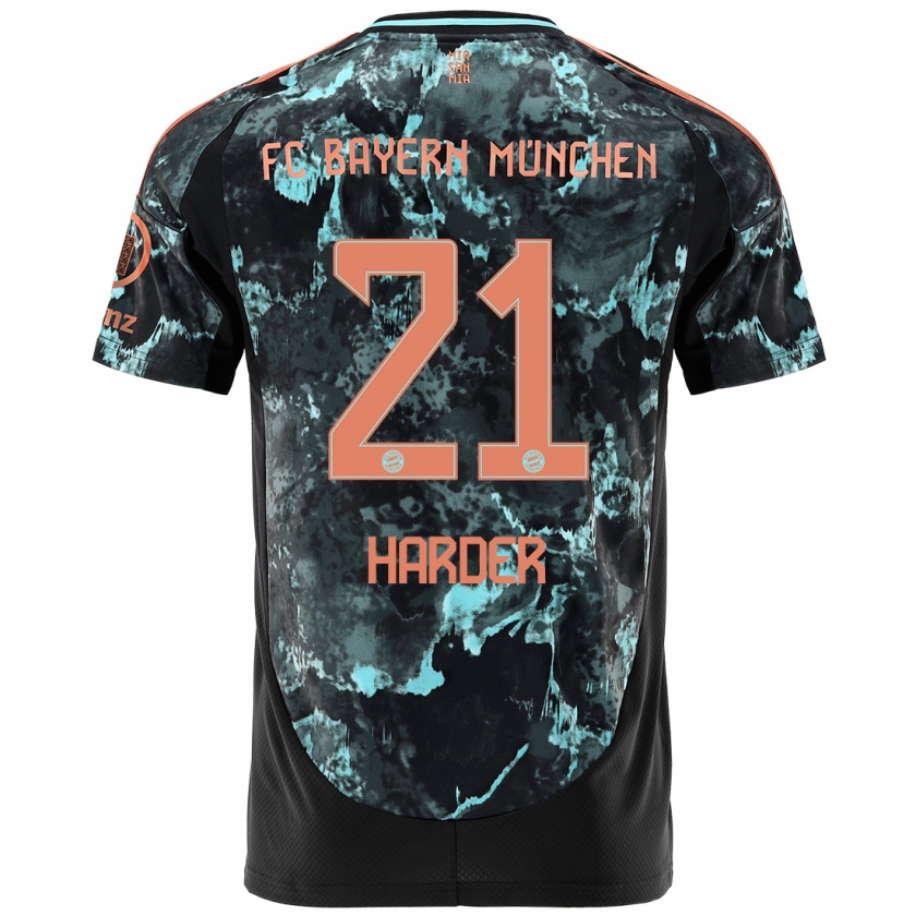 Kandiny Uomo Maglia Pernille Harder #21 Nero Kit Gara Away 2024/25 Maglietta