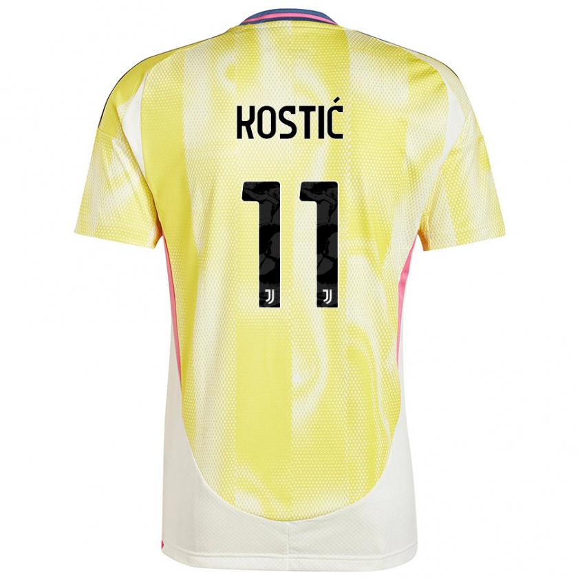 Kandiny Heren Filip Kostić #11 Zonnig Geel Uitshirt Uittenue 2024/25 T-Shirt