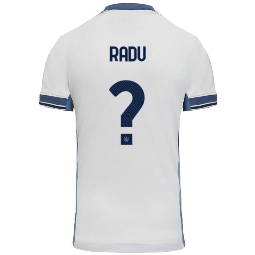 Kandiny Uomo Maglia Andrei Radu #0 Bianco Grigio Kit Gara Away 2024/25 Maglietta