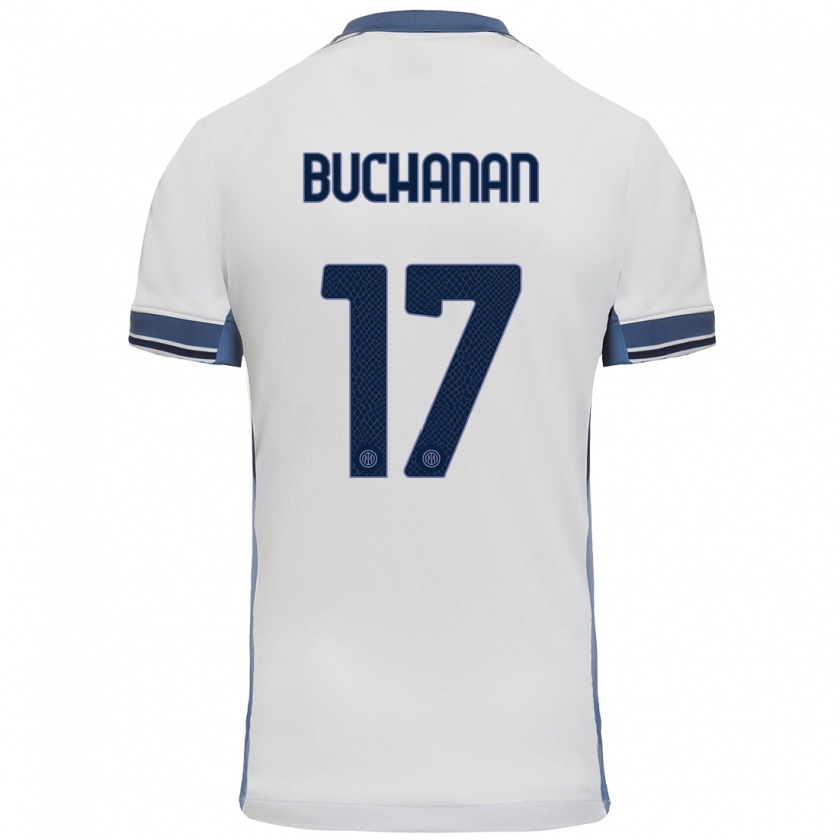 Kandiny Hombre Camiseta Tajon Buchanan #17 Blanco Gris 2ª Equipación 2024/25 La Camisa México