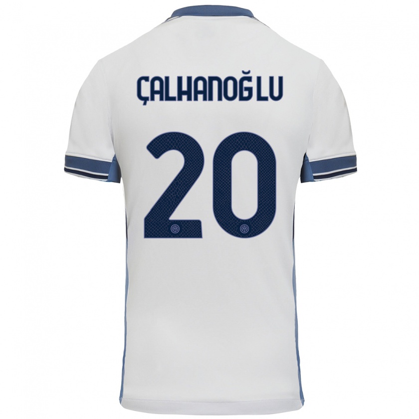 Kandiny Heren Hakan Çalhanoğlu #20 Wit Grijs Uitshirt Uittenue 2024/25 T-Shirt