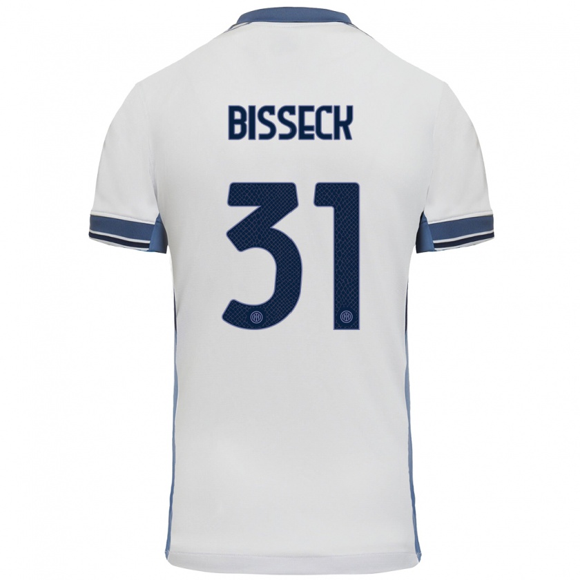 Kandiny Uomo Maglia Yann Bisseck #31 Bianco Grigio Kit Gara Away 2024/25 Maglietta