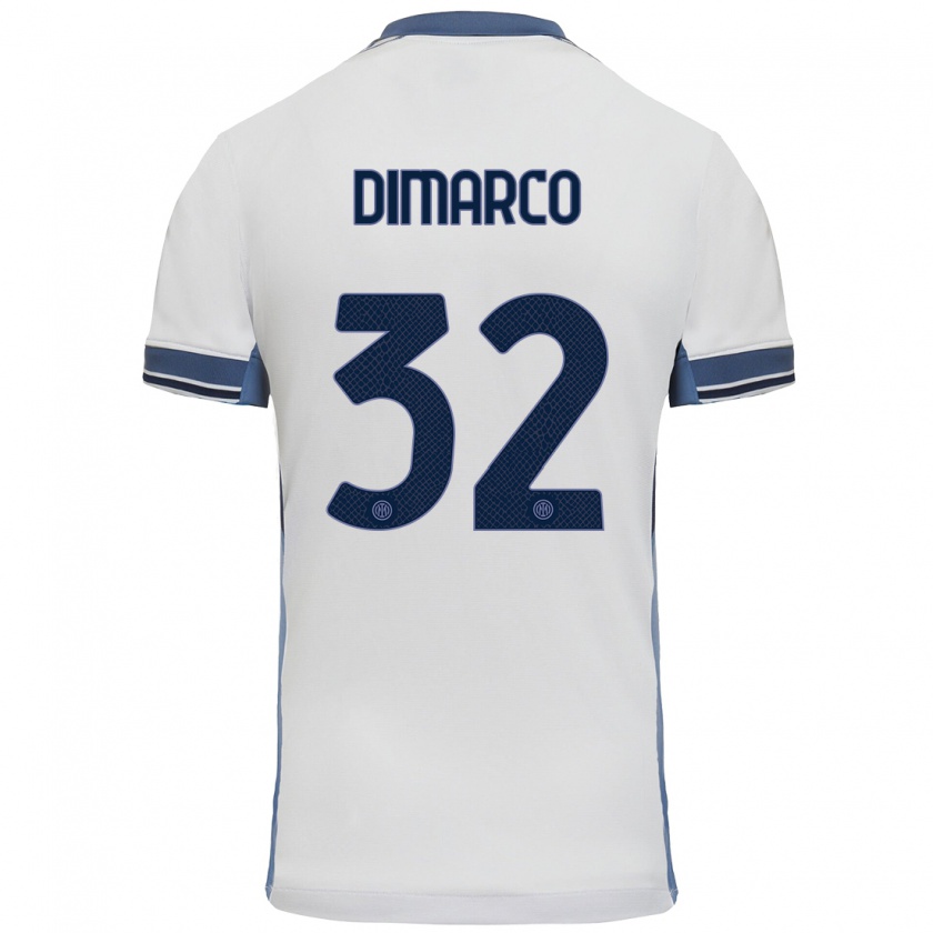 Kandiny Uomo Maglia Federico Dimarco #32 Bianco Grigio Kit Gara Away 2024/25 Maglietta